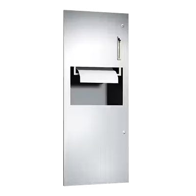 Commercial ASI 64696 Stainless Steel Combination Unit: Recessed-Mounted Paper Towel Dispenser and Waste Receptacle