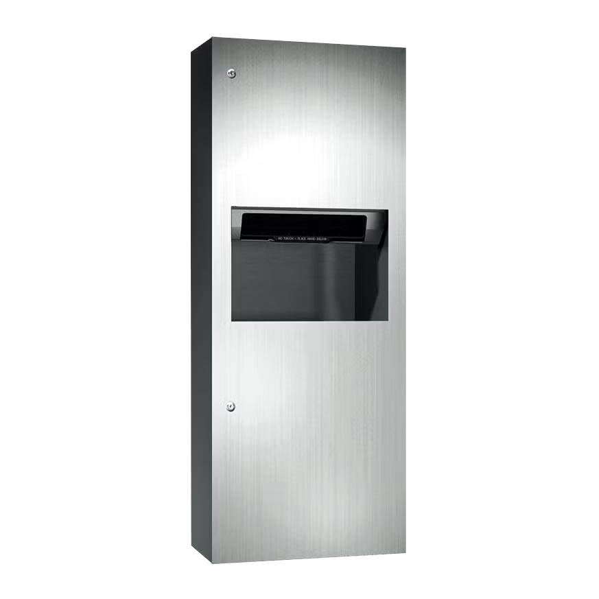 ASI 64696AC-9 High-Quality Automatic Combination Surface-Mounted Stainless Steel Commercial Paper Towel Dispenser and Waste Receptacle