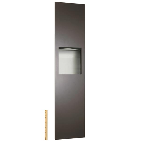 ASI 6467 - 41 Piatto High - end Recessed Combined Paper Towel Dispenser and Waste Receptacle with Black Phenolic Door, Dimensions: 13 x 55 x 4 - 9/16 Inches