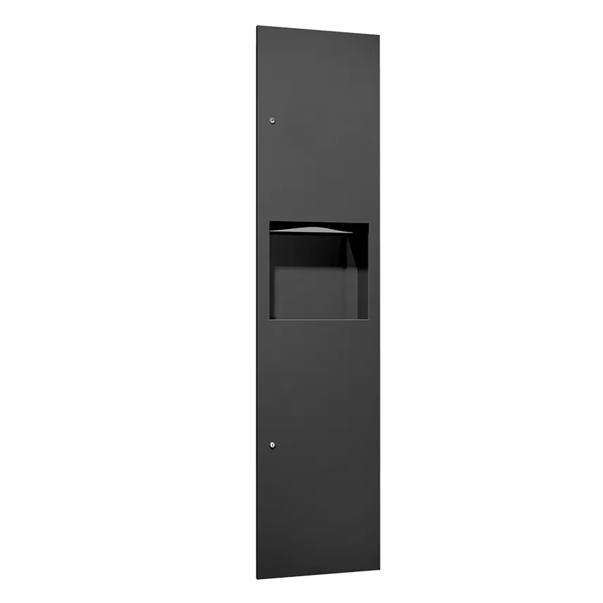 ASI 6467-41PC Matte Black Powder Coated Towel Dispenser with Waste Bin