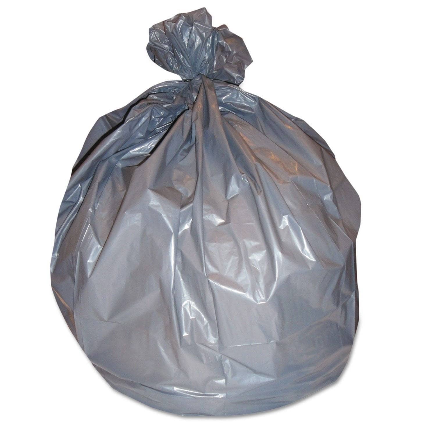 Boardwalk 60 Gal Gray Low-Density Waste Can Liners, 1.1 Mil, 38 X 58, 100/Carton