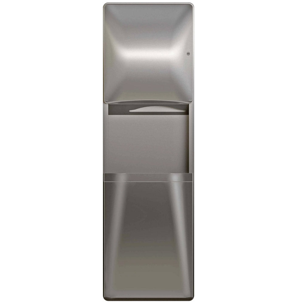 Bradley Diplomat Series Stainless Steel Recessed-Mounted Combination Paper Towel Dispenser and Waste Receptacle Model 2A05