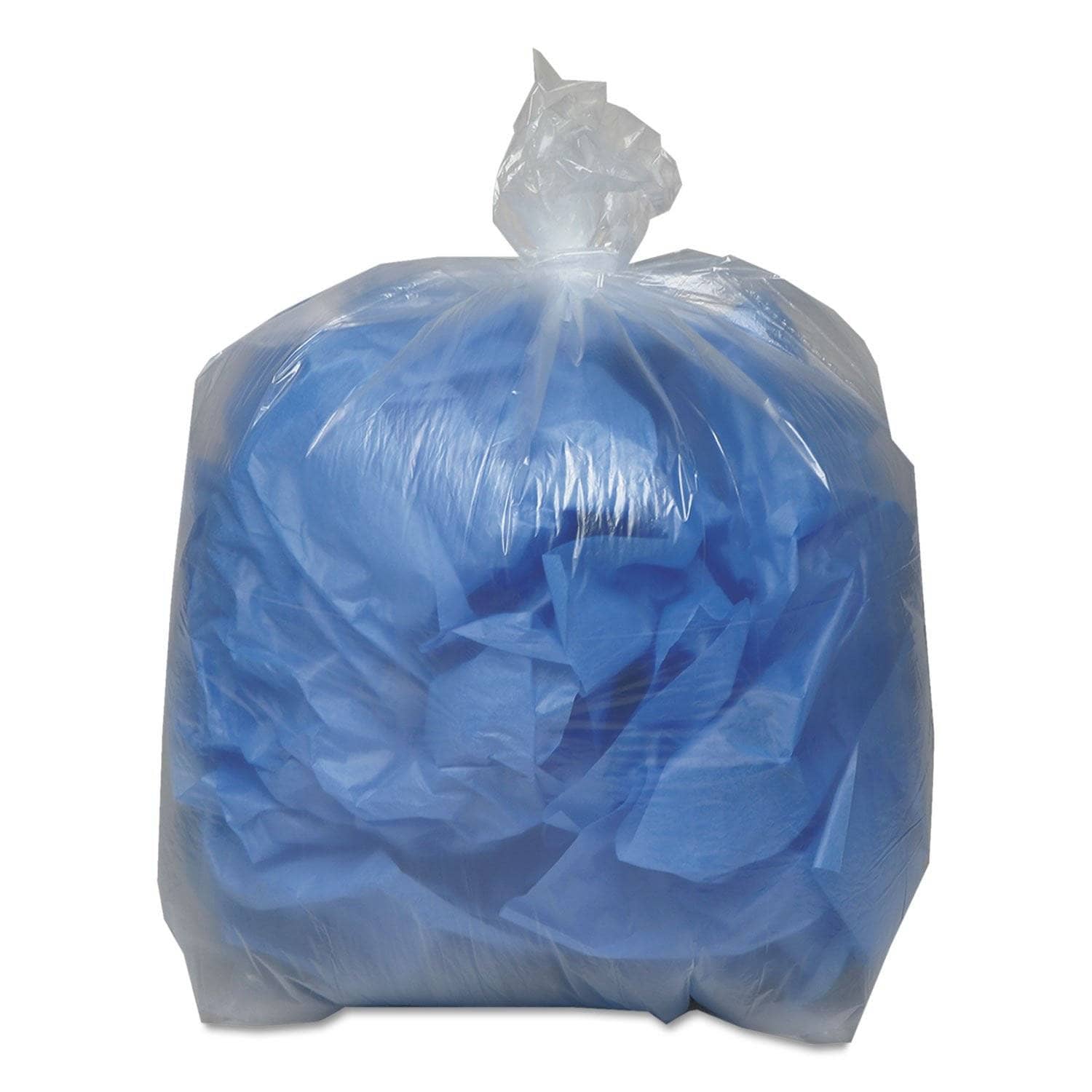 Boardwalk Clear Low-Density Recycled Can Liners for 40 - 45 Gallon Cans, 1.4 Mil Thickness, 40 X 46 Size, 100 Pieces per Carton - BWK535