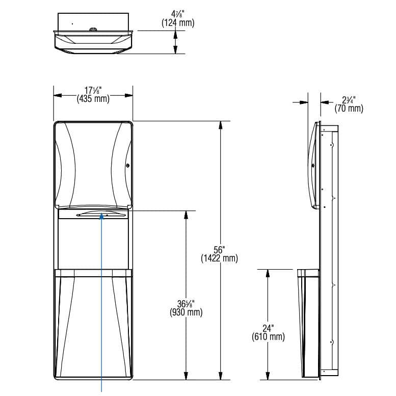 Bradley Diplomat Series Stainless Steel Recessed-Mounted Combination Paper Towel Dispenser and Waste Receptacle Model 2A05