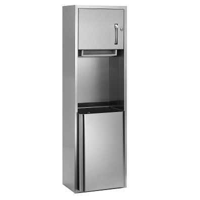 Bradley 227-10 Semi-Recessed Mounted Stainless Steel Commercial Paper Towel Dispenser & Waste Receptacle