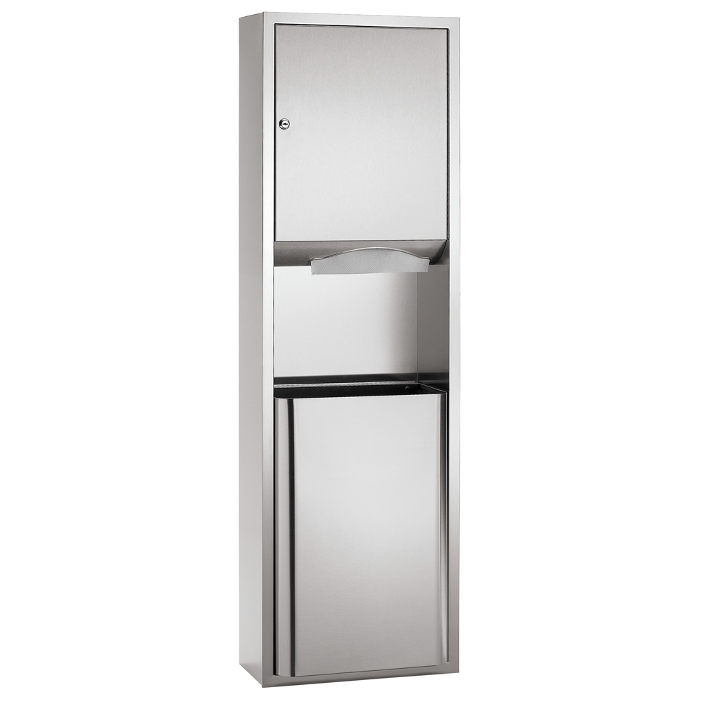 Bradley 237 Commercial-Grade Stainless Steel Recess-Mounted Paper Towel Dispenser and Waste Receptacle Combo