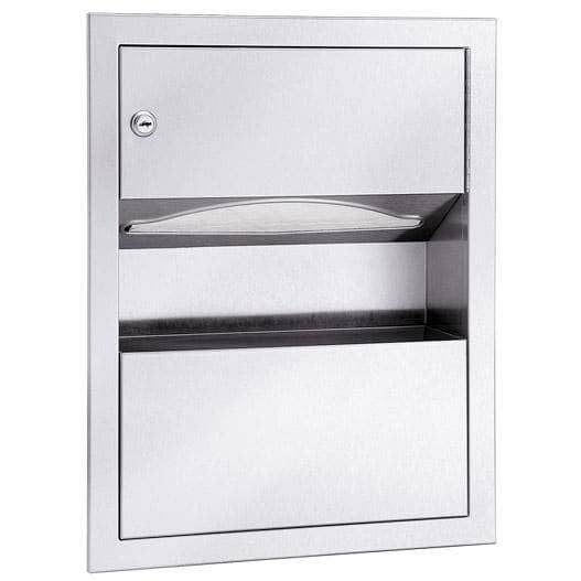 Bradley Commercial Combination Unit: 229 - 00 Paper Towel Dispenser and Waste Receptacle, Recessed - Mounted, Crafted from High - Quality Stainless Steel