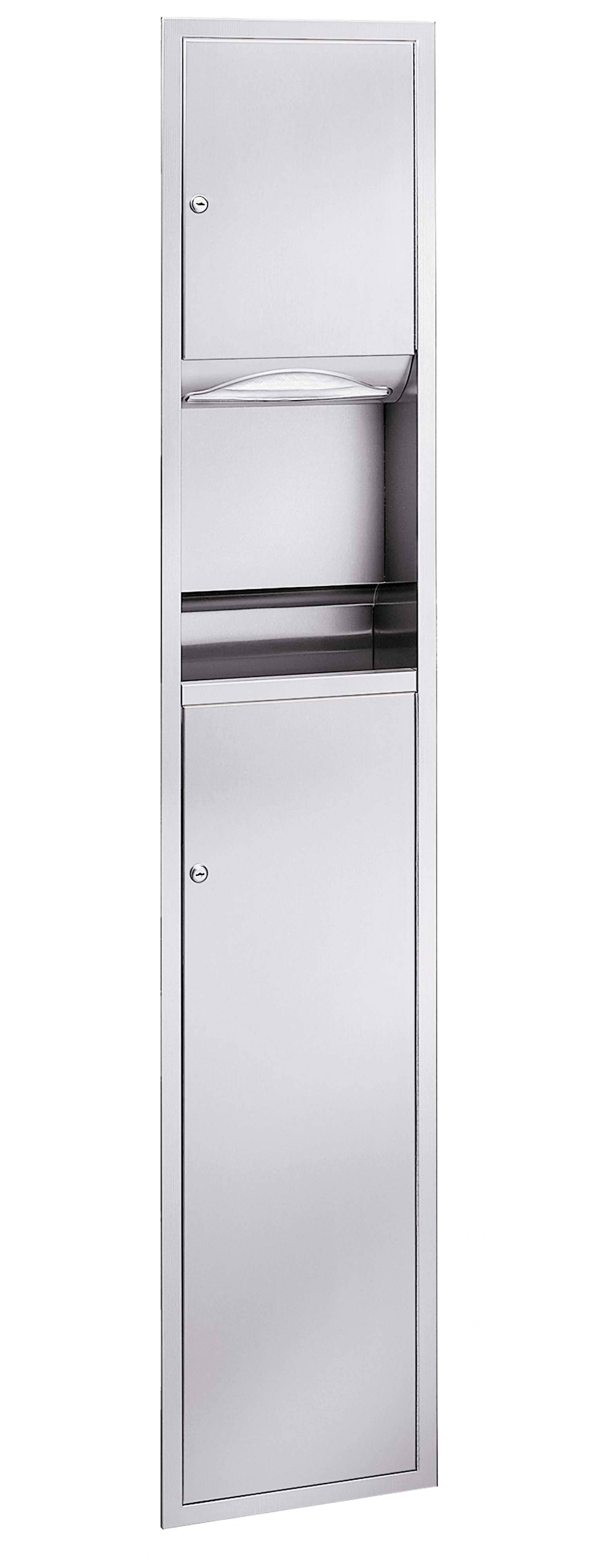 Bradley 225-10 Stainless Steel Semi-Recessed Mounted Combination Unit for Toilet Paper Dispenser and Waste Receptacle