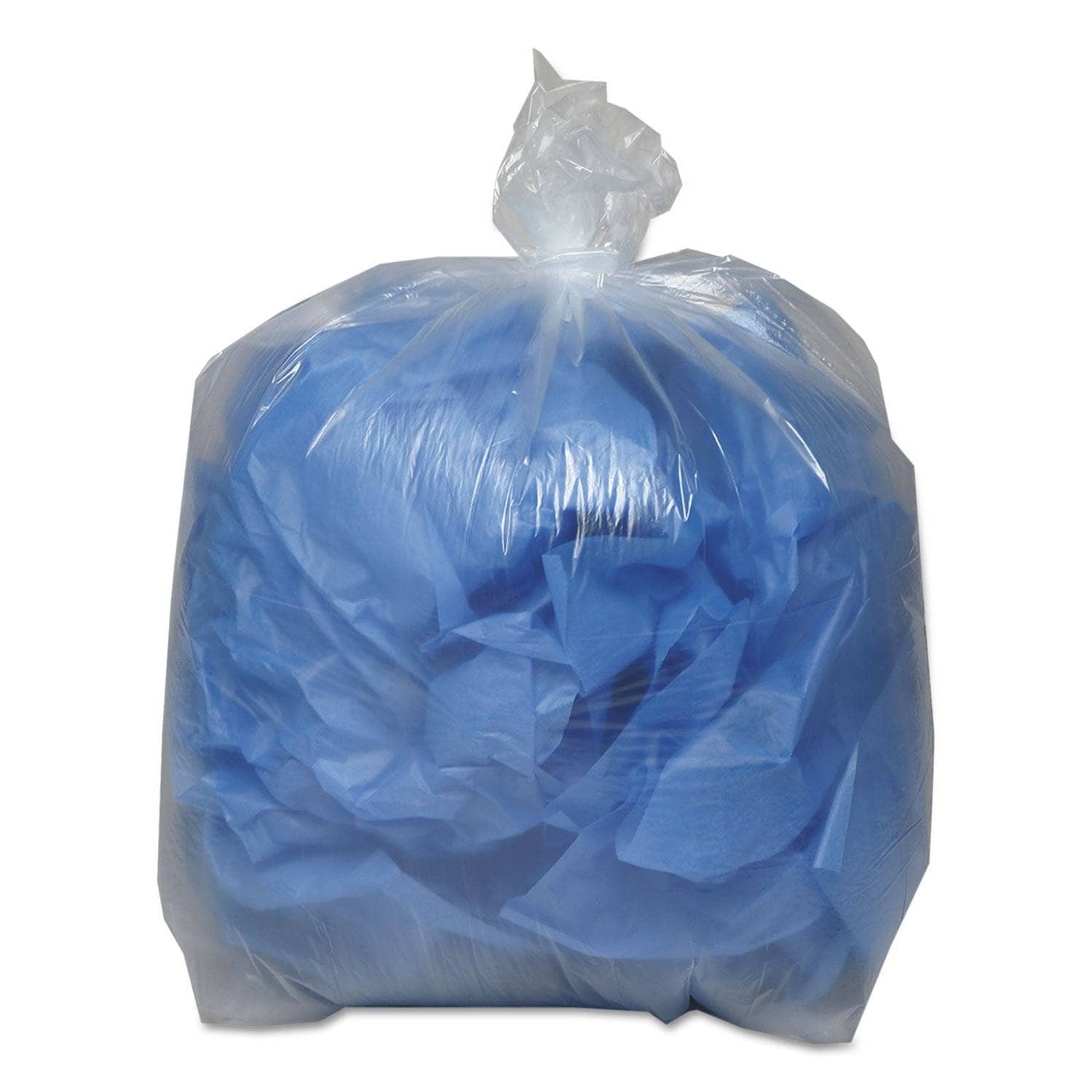 Boardwalk Clear Low - Density Recycling Can Liners, 56 Gallons, 1.4 Mil Thickness, 43 X 47 Size, 100 Pieces per Carton - BWK536
