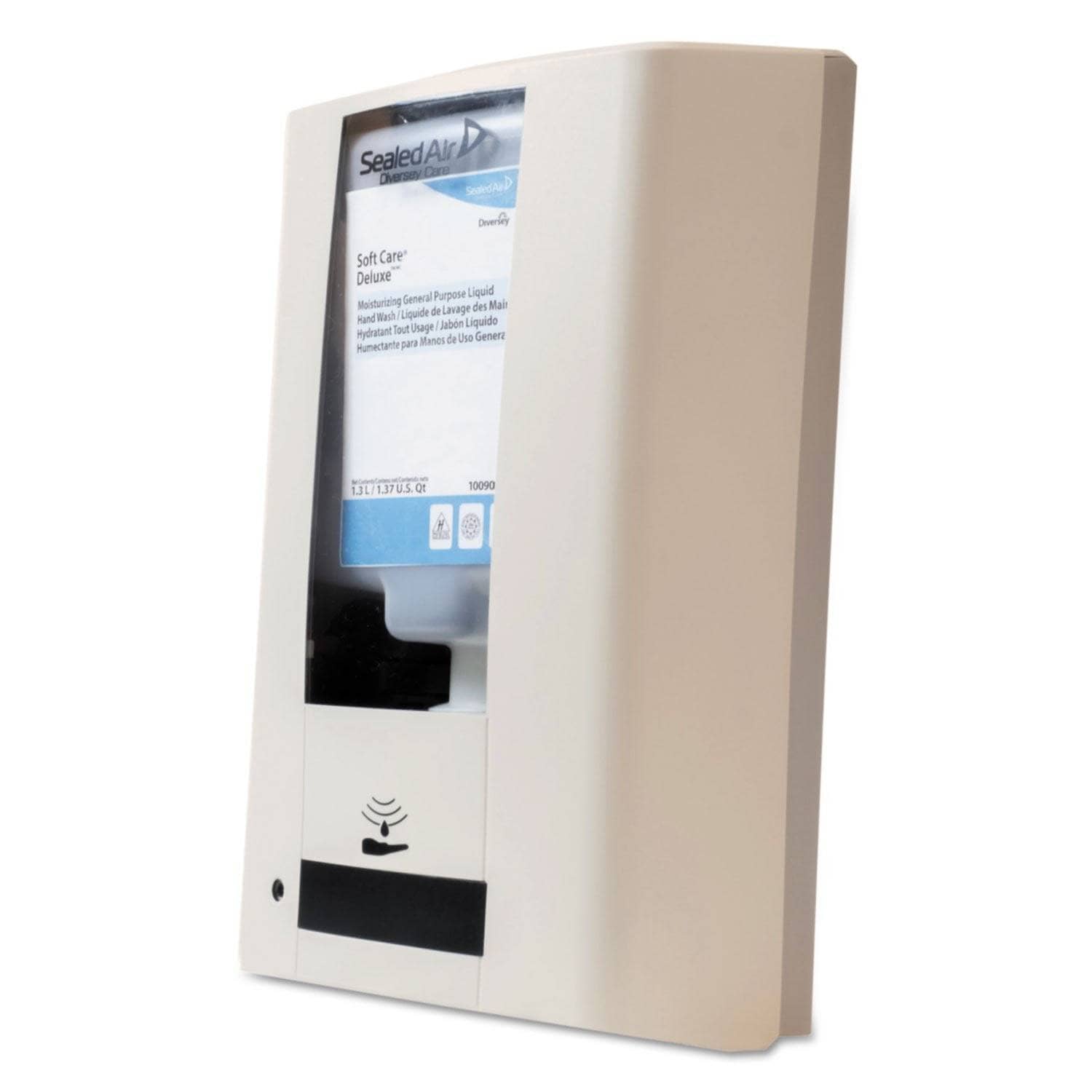 Diversey Intellicare Hybrid Wall-Mounted Dispenser for Foam Hand Care Soap and Alcohol-Based Hand Sanitizer, 1200 mL/1300 mL Capacity, 13.38 X 13.38 X 12.24 Dimensions, White Color - DVOD6205568