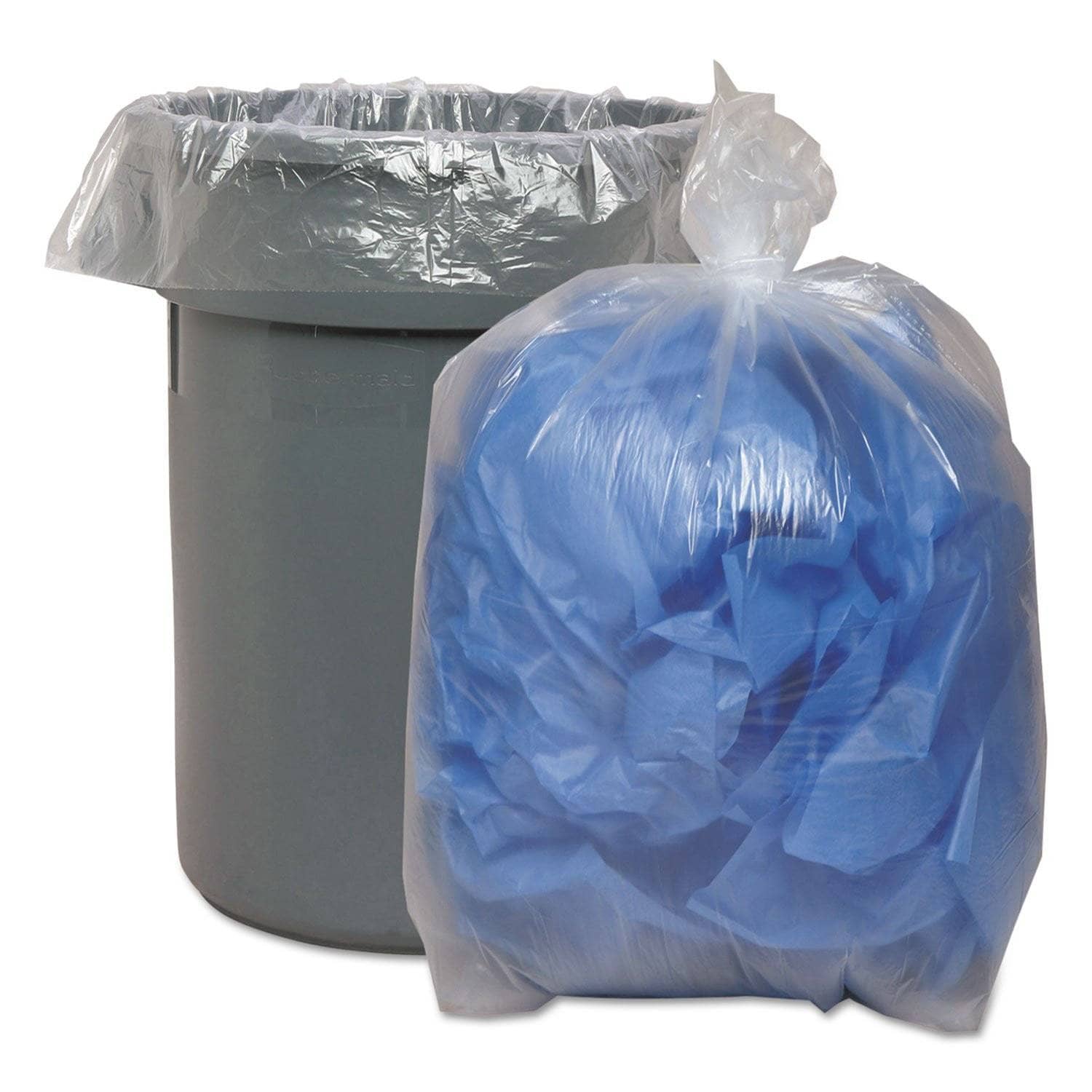Boardwalk Clear Low-Density Recycled Can Liners for 40 - 45 Gallon Cans, 1.4 Mil Thickness, 40 X 46 Size, 100 Pieces per Carton - BWK535