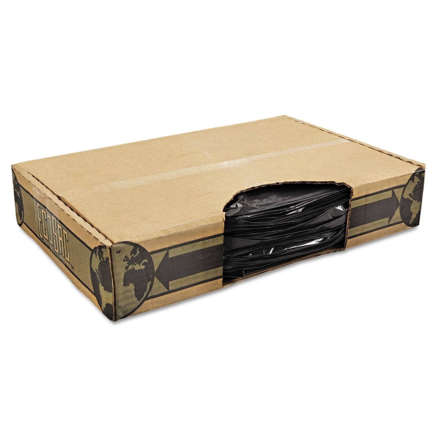 FlexSol 45 Gal 1.5 Mil Black Low - Density Economical Ecosac Can Liners, 100/Carton