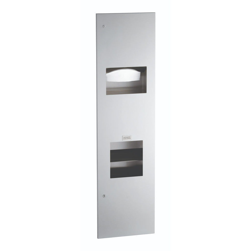 Bobrick 38033 Recessed Combination Unit for Towel Dispensing, Hand Drying, and Waste Disposal