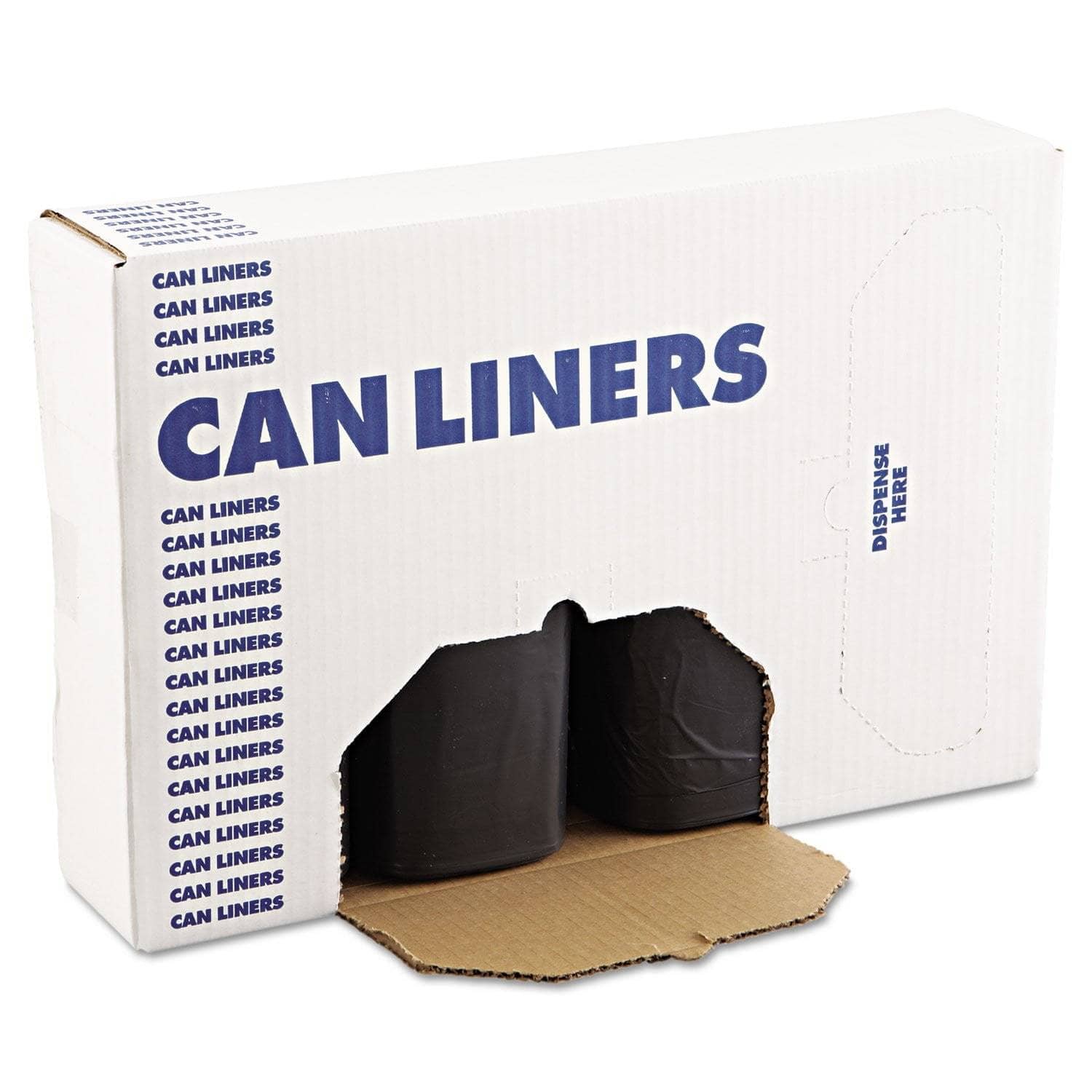 Boardwalk Low Density Recycled Can Liners for 60-Gallon Cans, 1.2 Mil Thickness, 38 X 58 Size, Black Color, Pack of 100 per Carton - BWK519