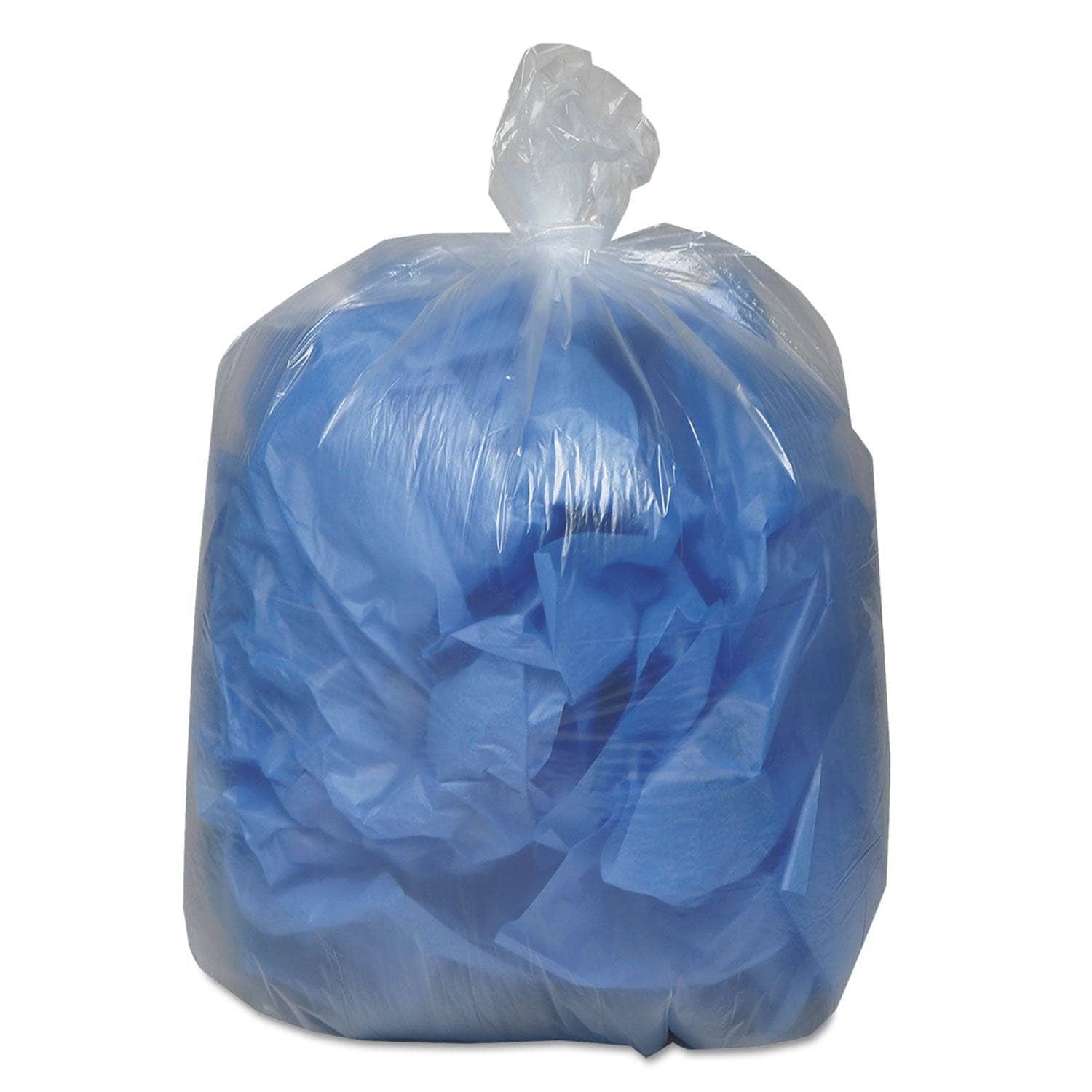 Earthsense Clear Recycled Can Liners, 60 Gal, 1.5 Mil, 38 X 58, 100/Carton