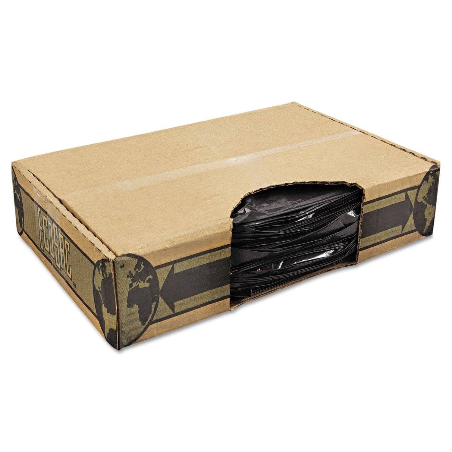 FlexSol Low-Density Economical Ecosac Can Liner, 45 Gallon, 1 Mil Thickness, 40 X 48 Inches, Black Color, 100 Pieces per Carton - ESXECO48H