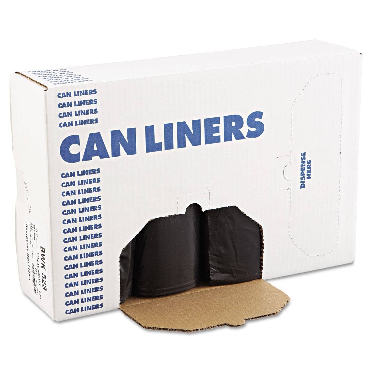 Boardwalk 60 Gal, 1.6 Mil, 38 X 58 Black Low Density Repro Can Liners, 100/Carton - BWK523