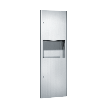 ASI 9462 Profile Commercial Paper Towel Dispenser and 9-Gallon Waste Receptacle - Multi, C-Fold, Recessed Design