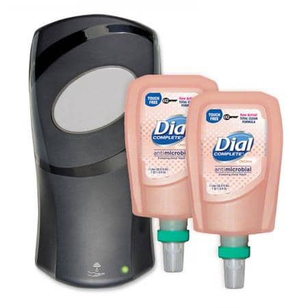 Dial Fit Black Touch-Free Automatic Foam Soap Dispenser with 2PK Antibacterial Refills