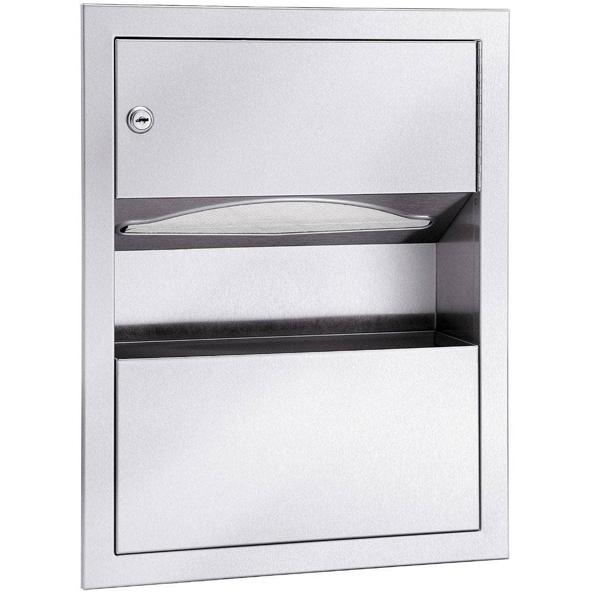 Bradley 229-10 Semi-Recessed Stainless Steel Commercial Paper Towel Dispenser & Waste Receptacle Combo