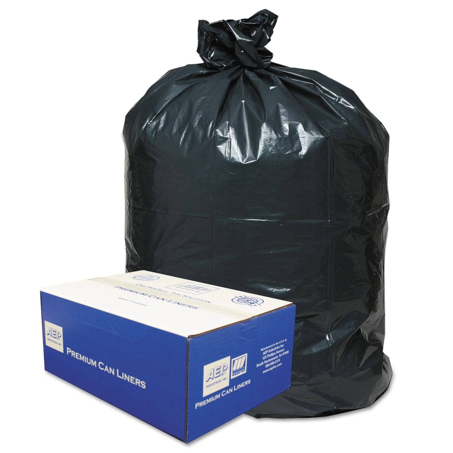 Heavy-Duty Classic Linear Low-Density Waste Can Liners, 56 Gallons Capacity, 0.9 Mil Thickness, 43 X 47 Dimensions, Black Color, Pack of 100 per Carton - WBI434722G