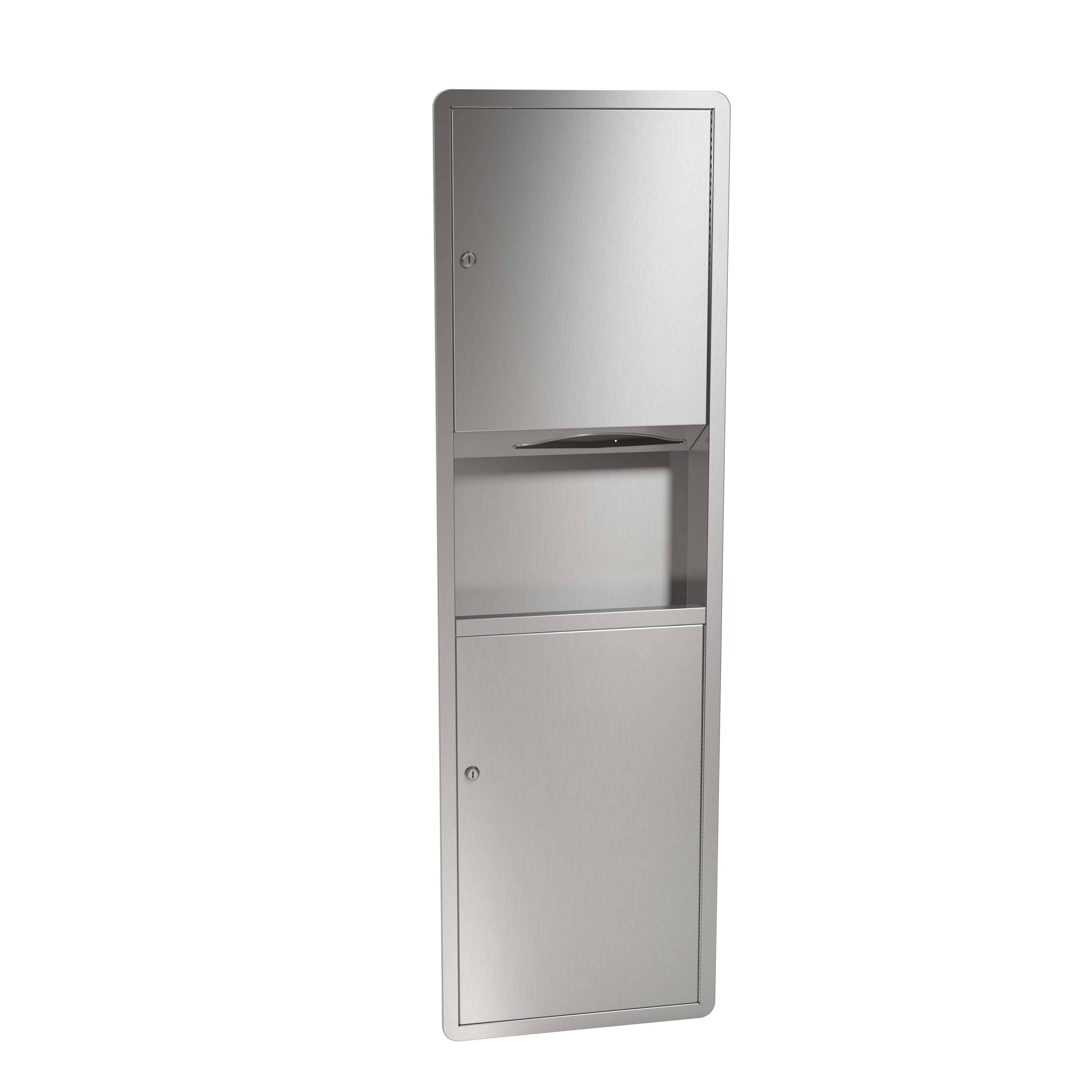 Bradley 235-00 Stainless Steel Recessed-Mounted Combined Towel Dispenser and Waste Receptacle Unit