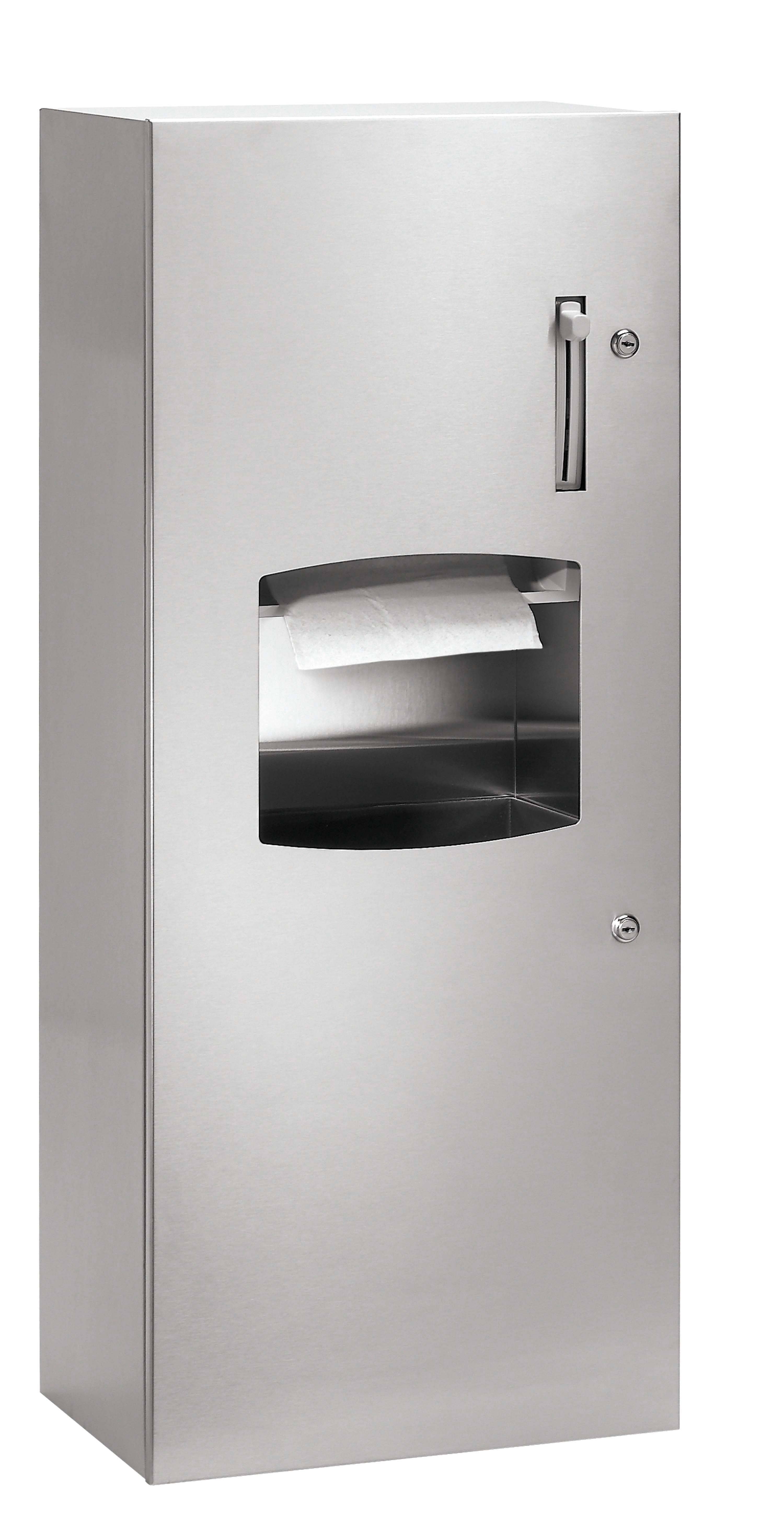 Commercial Grade Bradley 2277 - 11 Surface - Mounted Stainless Steel Combination Unit for Paper Towel Dispensing and Waste Collection