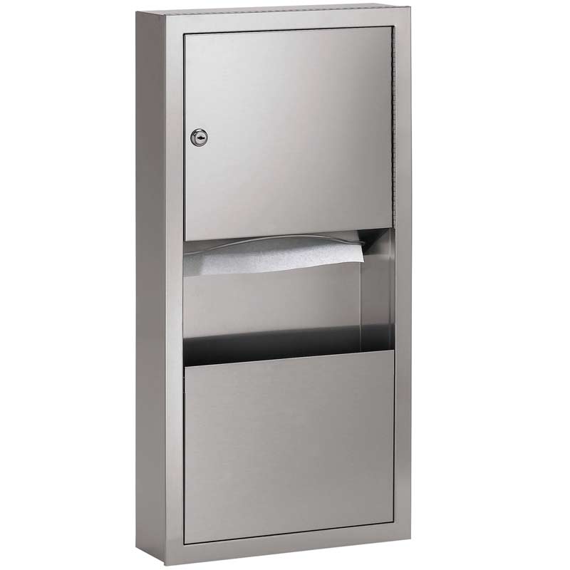 Bradley 2291-00 Recessed-Mounted Stainless Steel Towel Dispenser & Waste Receptacle Combo