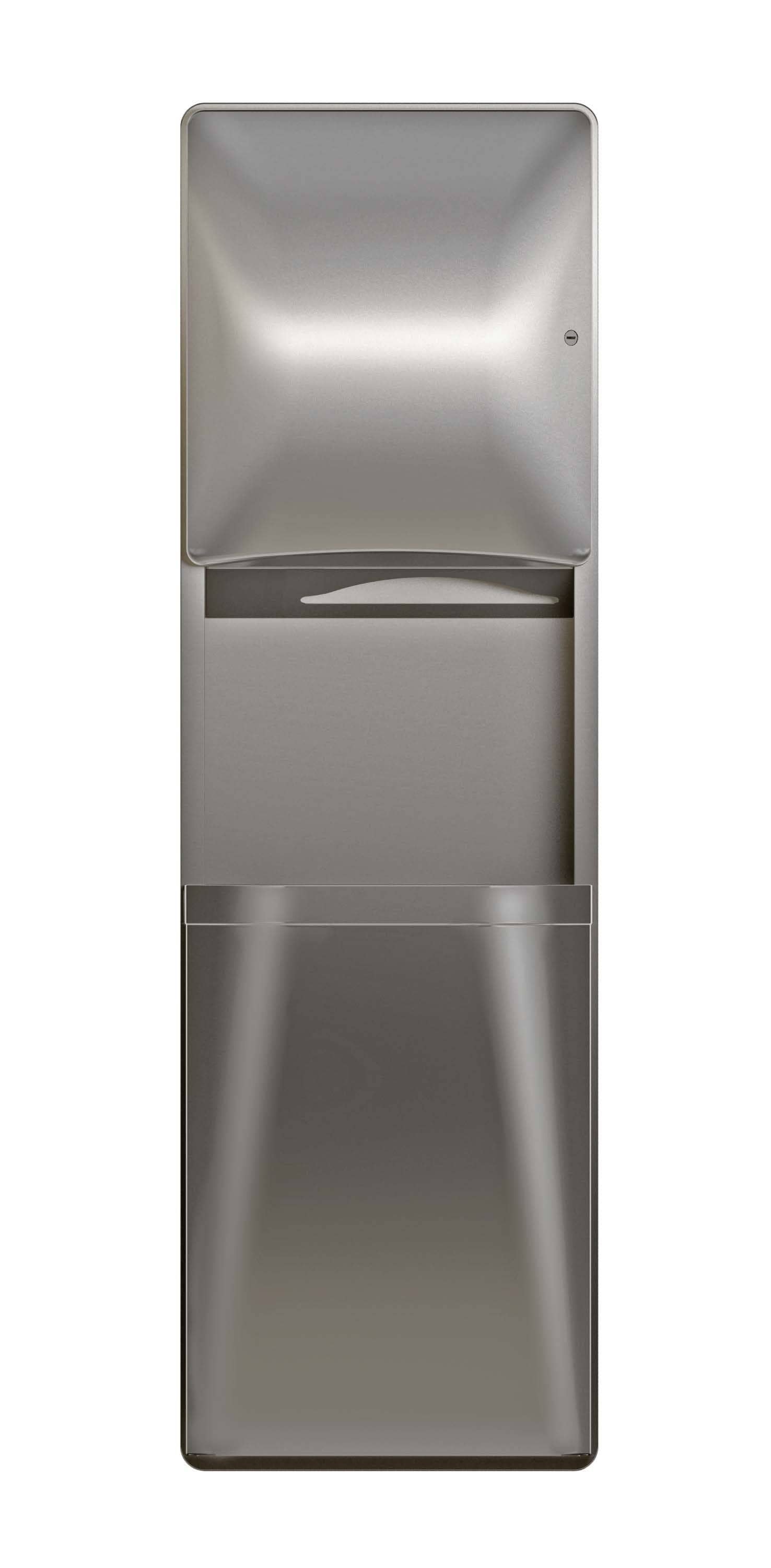 Stainless Steel Recessed-Mounted Bradley Diplomat Series 2A05-36 Combination Paper Towel Dispenser and Waste Receptacle Unit