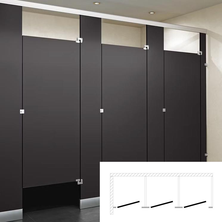 ASI Global Phenolic Toilet Partition for 3-In Corner Configuration with Dimensions of 108 Inches Width by 61-1/4 Inches Depth - Model IC33660