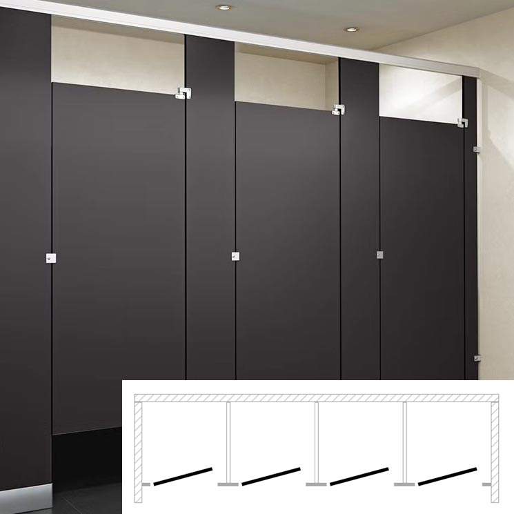 ASI Phenolic Global Toilet Partition with 4 Between - Wall Compartments (144W x 61 - 1/4D) - BW43660
