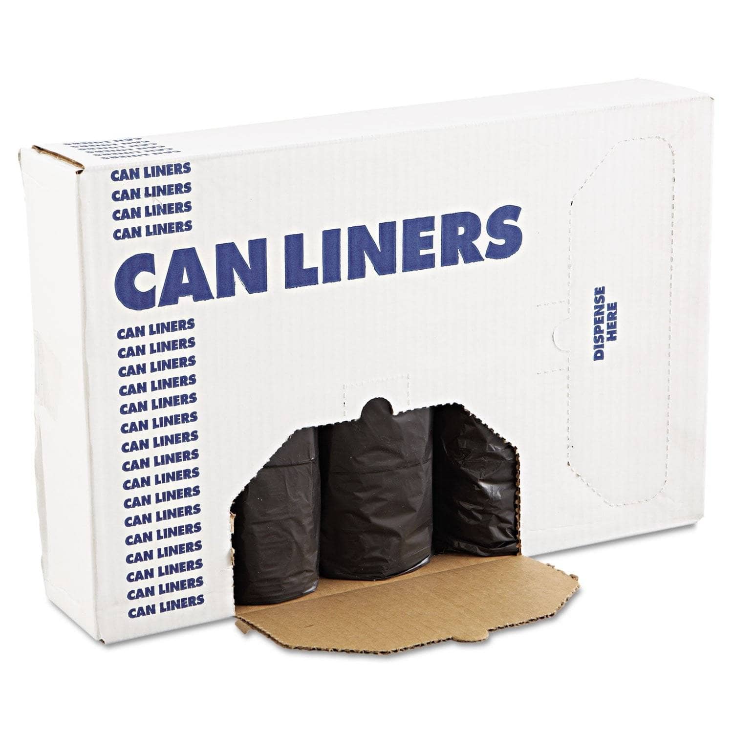 Boardwalk 60 Gal, 0.65 Mil, 38 X 58 Black Low-Density Heavy-Duty Waste Can Liners, 100/Carton