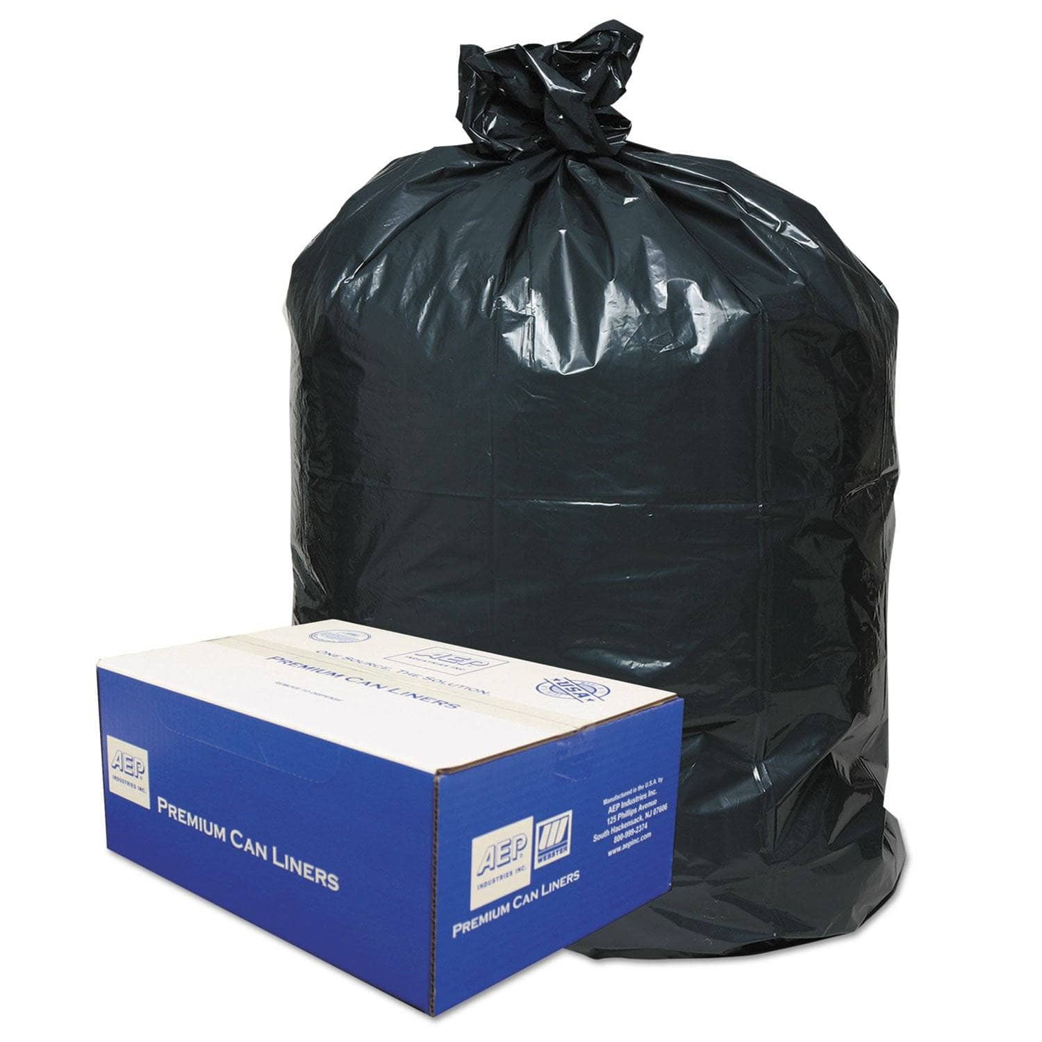 High - Quality Classic Linear Low - Density Garbage Can Liners, 60 Gallon Capacity, 0.9 Mil Thickness, 38 X 58 Dimensions, Black Color, Pack of 100 Per Carton - WBI385822G
