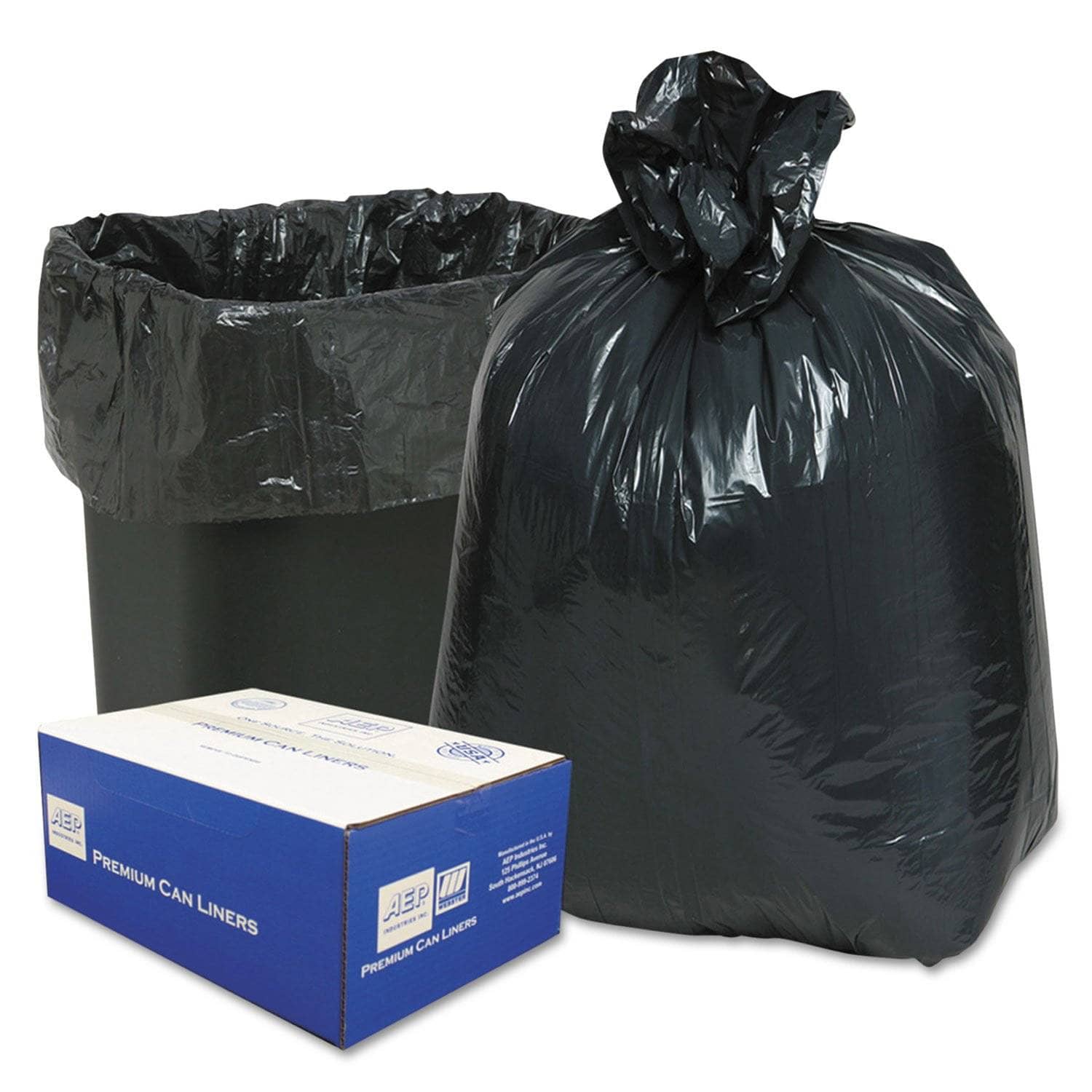 High - Quality Classic Linear Low - Density Garbage Can Liners for 10 - Gallon Cans, 0.6 Mil Thickness, 24 X 23 Size, Black Color, Pack of 500 per Carton - WBI242315B
