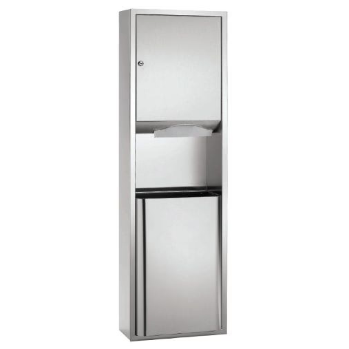 Bradley 237-10 Semi-Recessed Mounted Stainless Steel Commercial Paper Towel Dispenser & Waste Receptacle