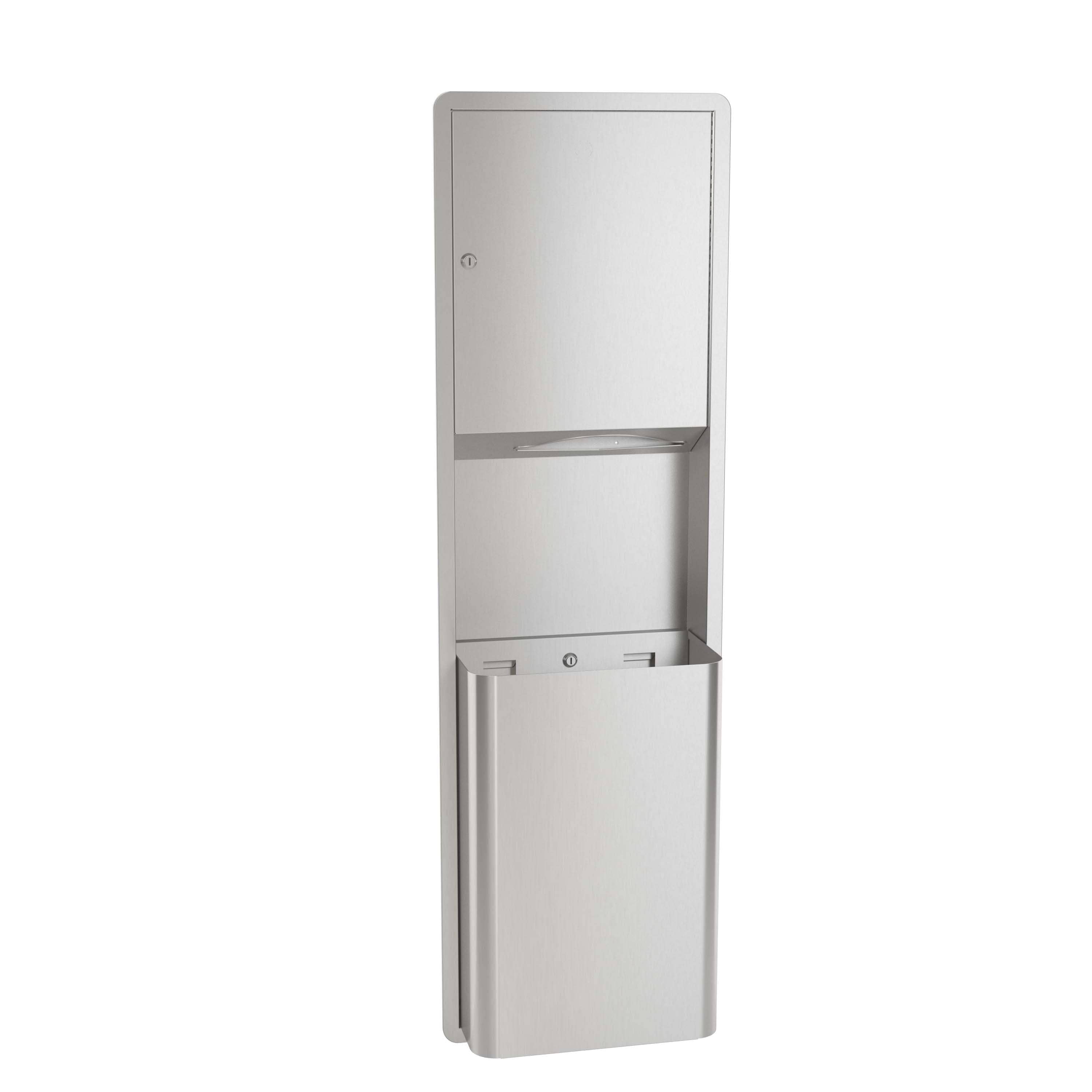 Bradley 234-10 Semi-Recessed Stainless Steel Commercial Paper Towel Dispenser & Waste Receptacle