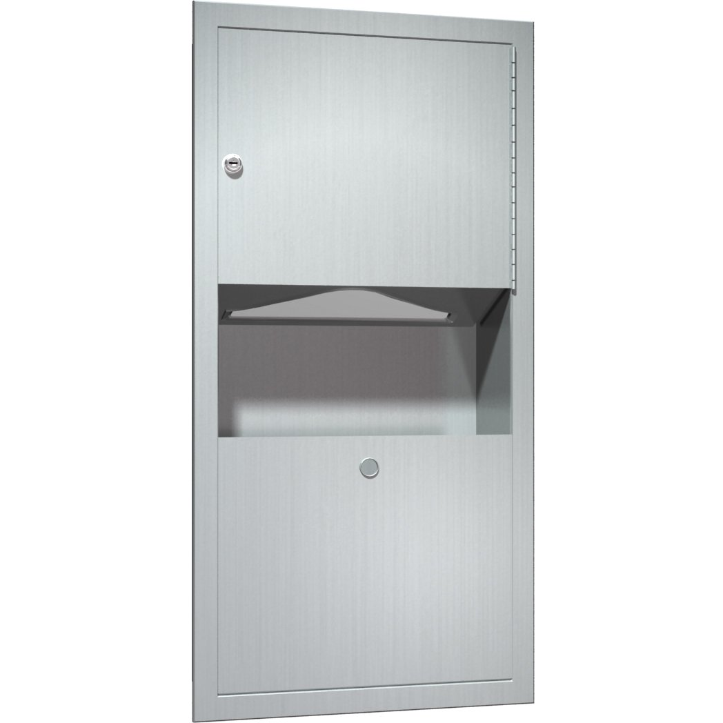 Commercial Stainless Steel Recessed-Mounted Paper Towel Dispenser with Waste Receptacle ASI 0462-AD