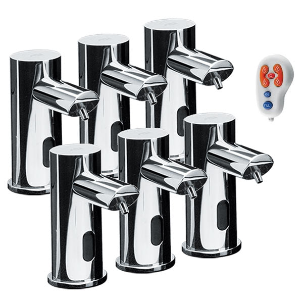 ASI 0393-6-1A EZ Fill Top-Fill Multi-Feed Foam Soap Dispenser Set (6 Pack + Remote, Polished, Battery-Operated)