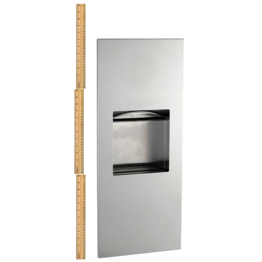 Bobrick B-36903 TrimLine Series Combination Commercial Paper Towel Dispenser and Waste Receptacle, Recessed-Mounted, Made of Satin-Finish Stainless Steel