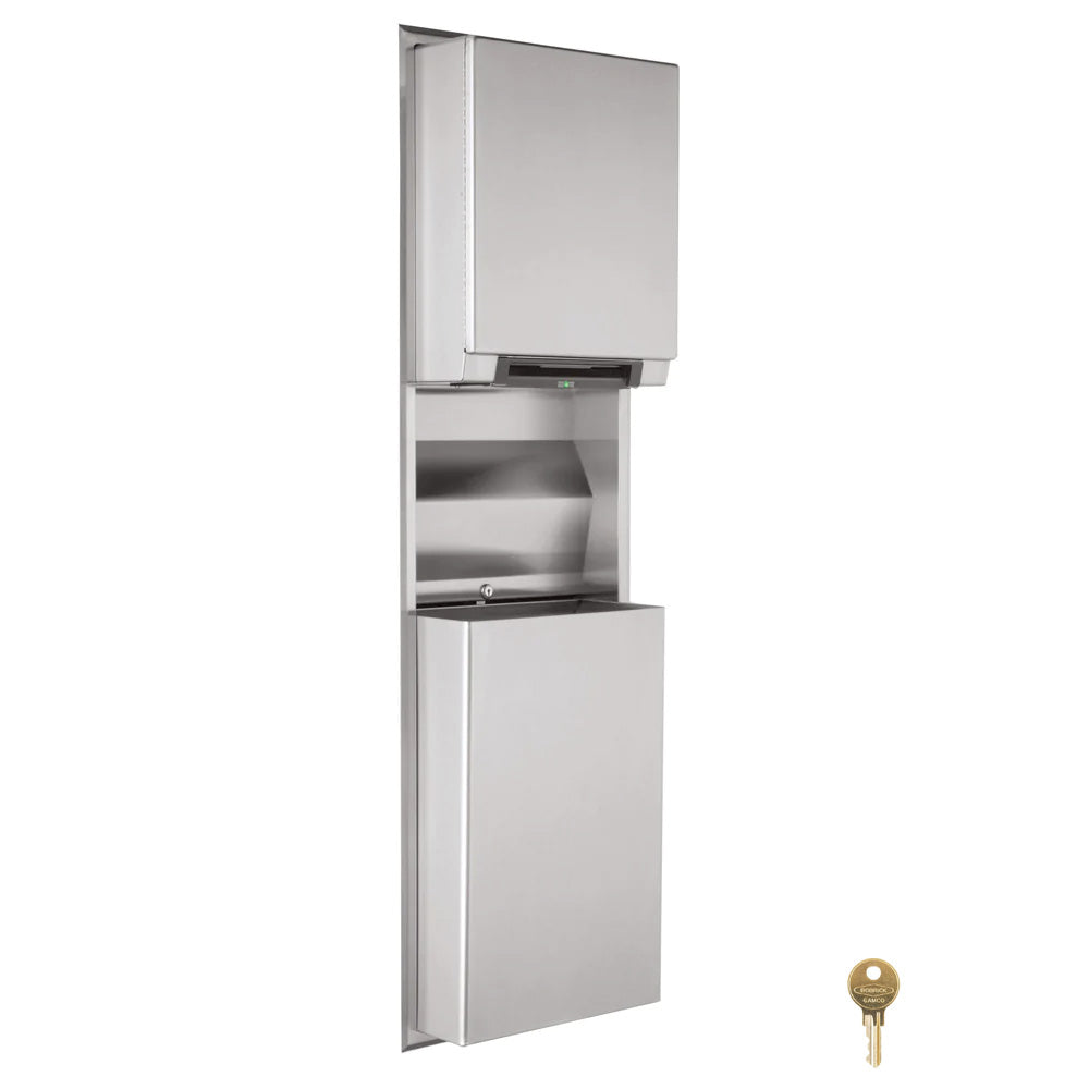 Bobrick B-39747 Commercial Automatic Combination Paper Towel Dispenser and Waste Receptacle, Recessed-Mounted Design, Crafted from High-Quality Stainless Steel