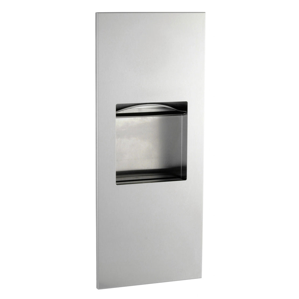 Bobrick B-36903 TrimLine Series Combination Commercial Paper Towel Dispenser and Waste Receptacle, Recessed-Mounted, Made of Satin-Finish Stainless Steel