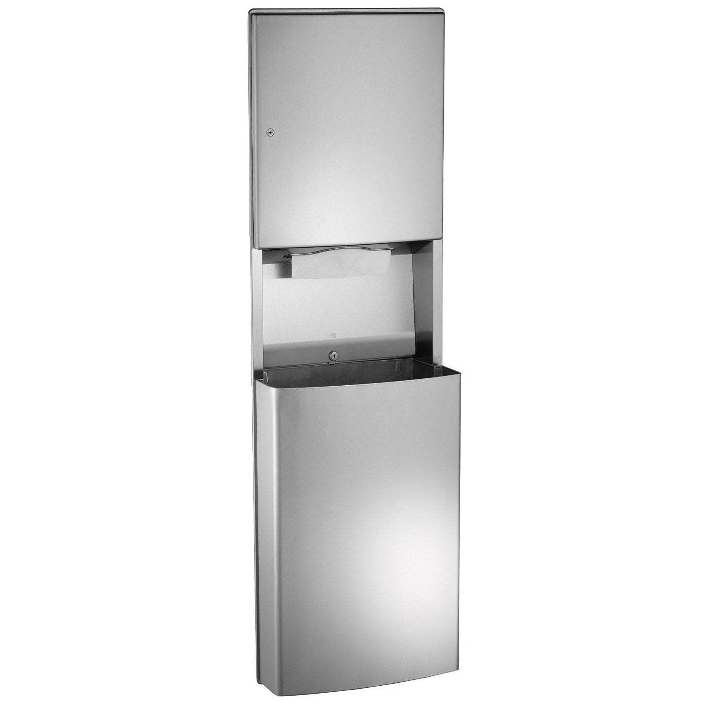 Wall-Mounted ASI 0469-9 Stainless Steel Commercial Paper Towel Dispenser with Waste Receptacle