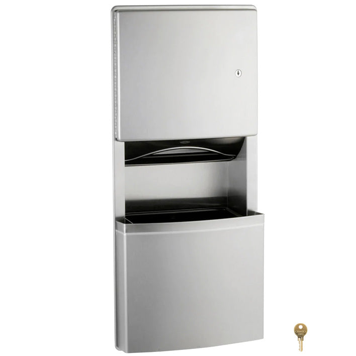 Bobrick B-4369 Recessed-Mounted Stainless Steel Commercial Paper Towel Dispenser & Waste Receptacle