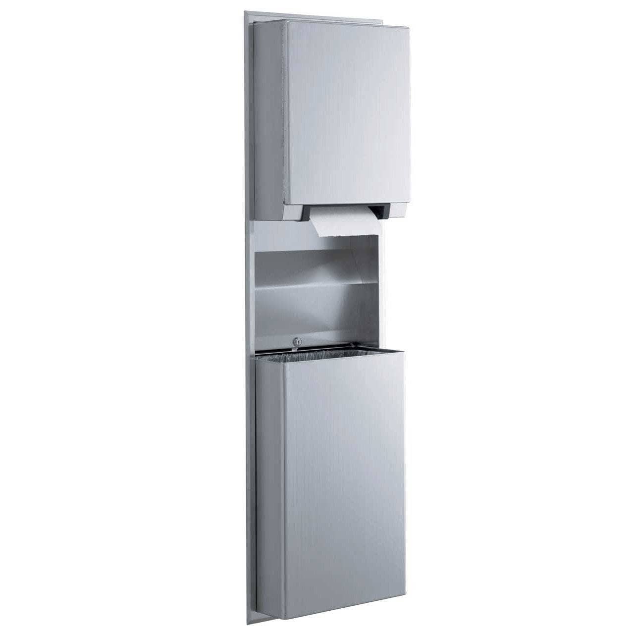 Bobrick B-39747 Commercial Automatic Combination Paper Towel Dispenser and Waste Receptacle, Recessed-Mounted Design, Crafted from High-Quality Stainless Steel