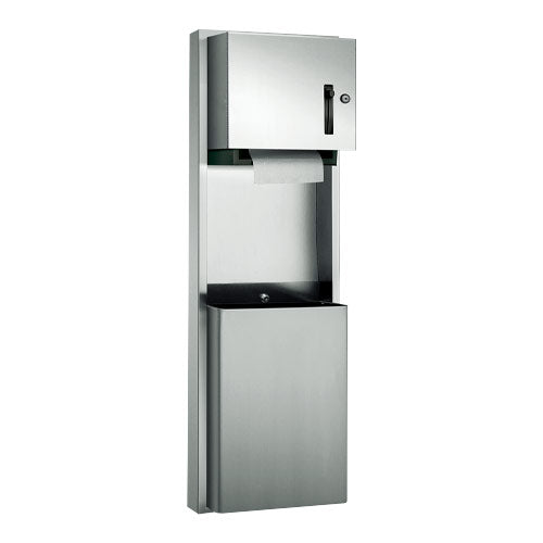 Surface-Mounted ASI 046924-9 Stainless Steel Commercial Paper Towel Dispenser with Waste Receptacle