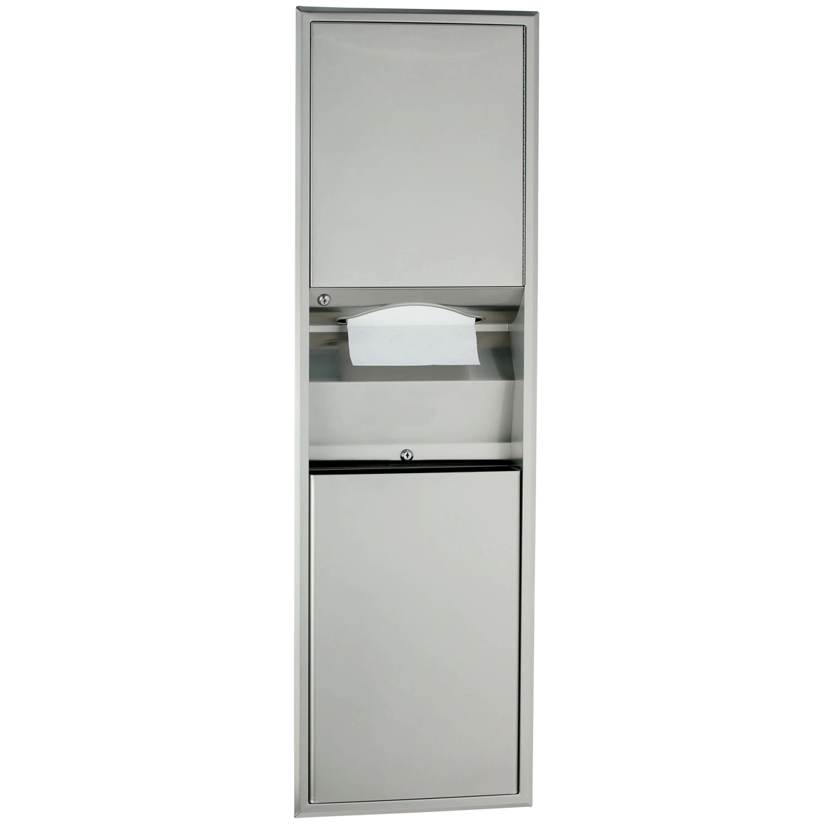 Bobrick B-813061 High - Quality Recessed Convertible Paper Towel Dispenser and Waste Receptacle Unit