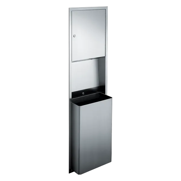 ASI 0469 Recessed-Mounted, Stainless Steel Commercial Combination Paper Towel Dispenser and Waste Receptacle for Restroom Facilities