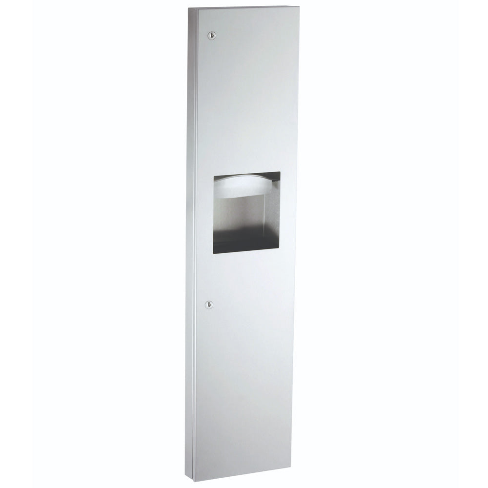 Bobrick B-38032 Semi-Recessed Stainless Steel Commercial Paper Towel Dispenser with Waste Receptacle