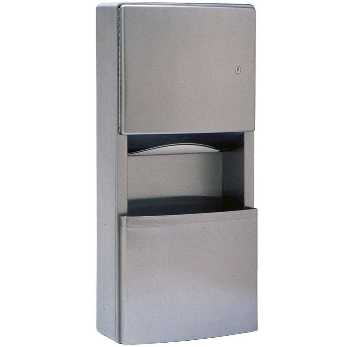 Bobrick B-43699 Surface-Mounted Stainless Steel Combination Commercial Paper Towel Dispenser and Waste Receptacle from the Bobrick Contura Series
