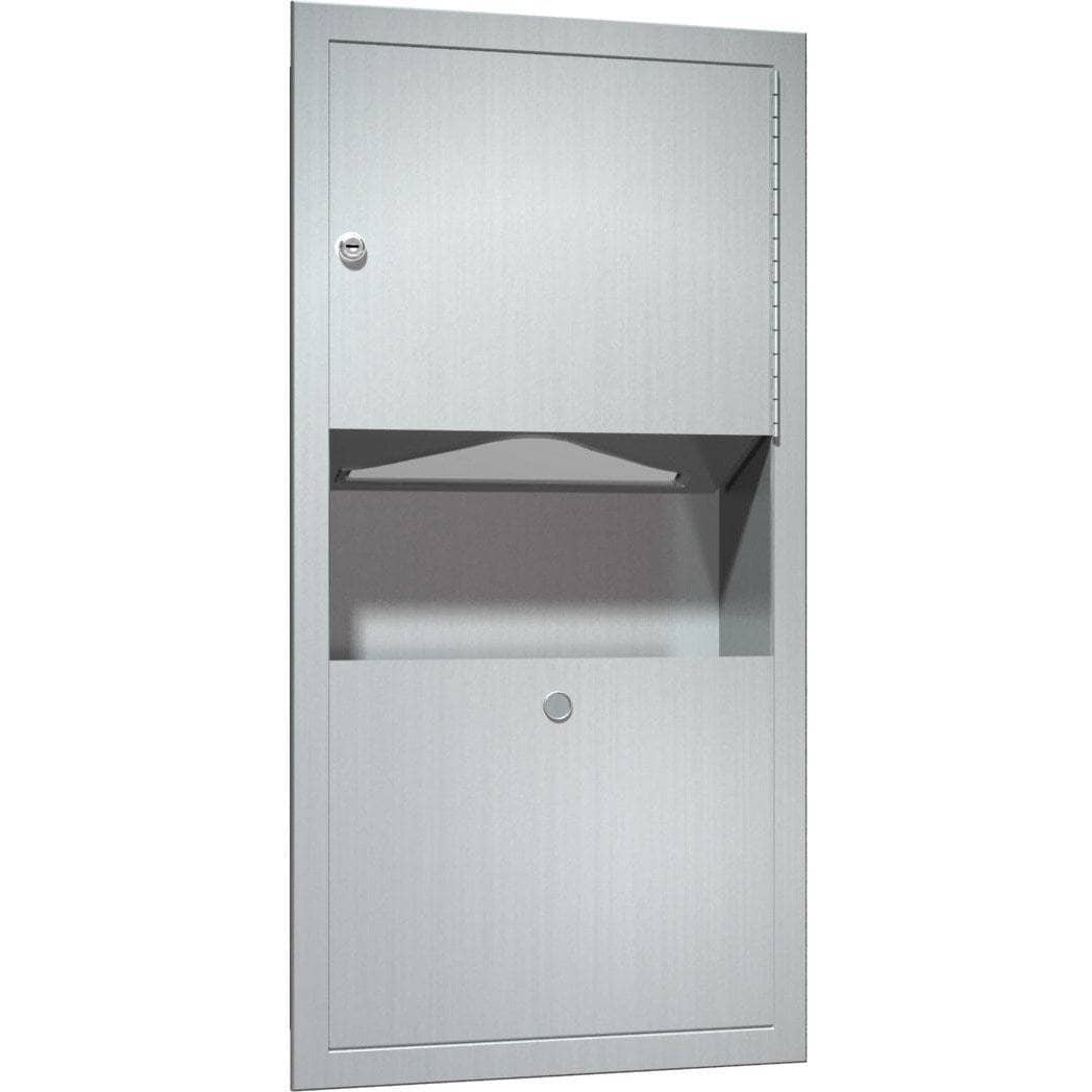 ASI 0462-AD-2 Stainless Steel Semi-Recessed-Mounted Combination Commercial Paper Towel Dispenser and Waste Bin